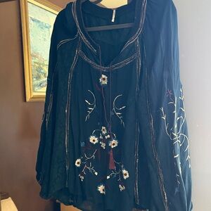 Free People Embroidered Peasant Top